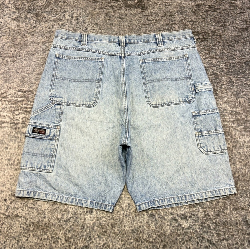 Wrangler Jorts Mens 40 Light Blue Utility‎ Skater Denim Cargo Shorts Vintage Y2K